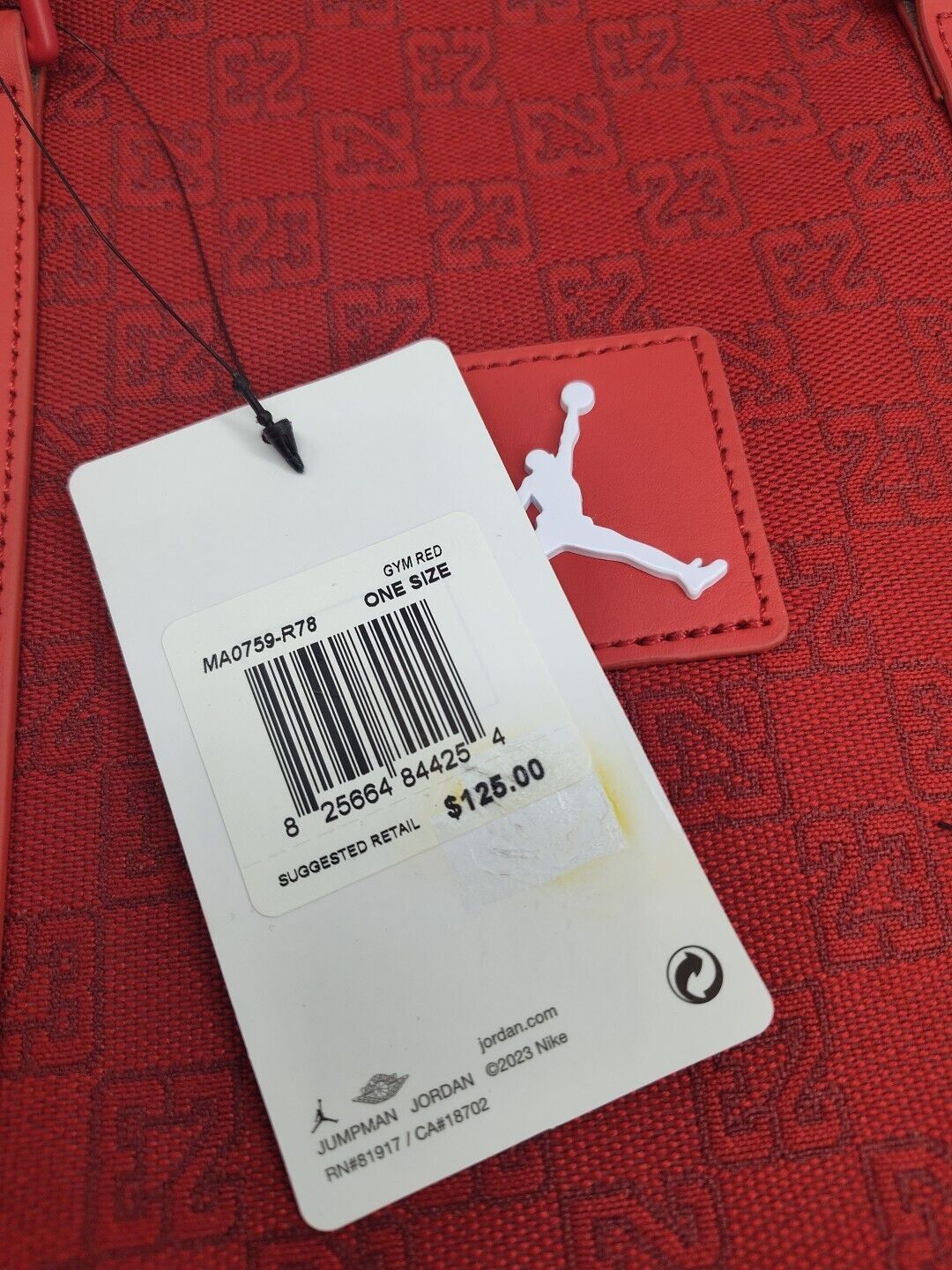 Brand New Nike Air Jordan Monogram Duffle Bag Jacquard Fabric Red MA0759-R78 C