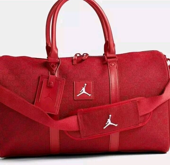 Brand New Nike Air Jordan Monogram Duffle Bag Jacquard Fabric Red MA0759-R78 C