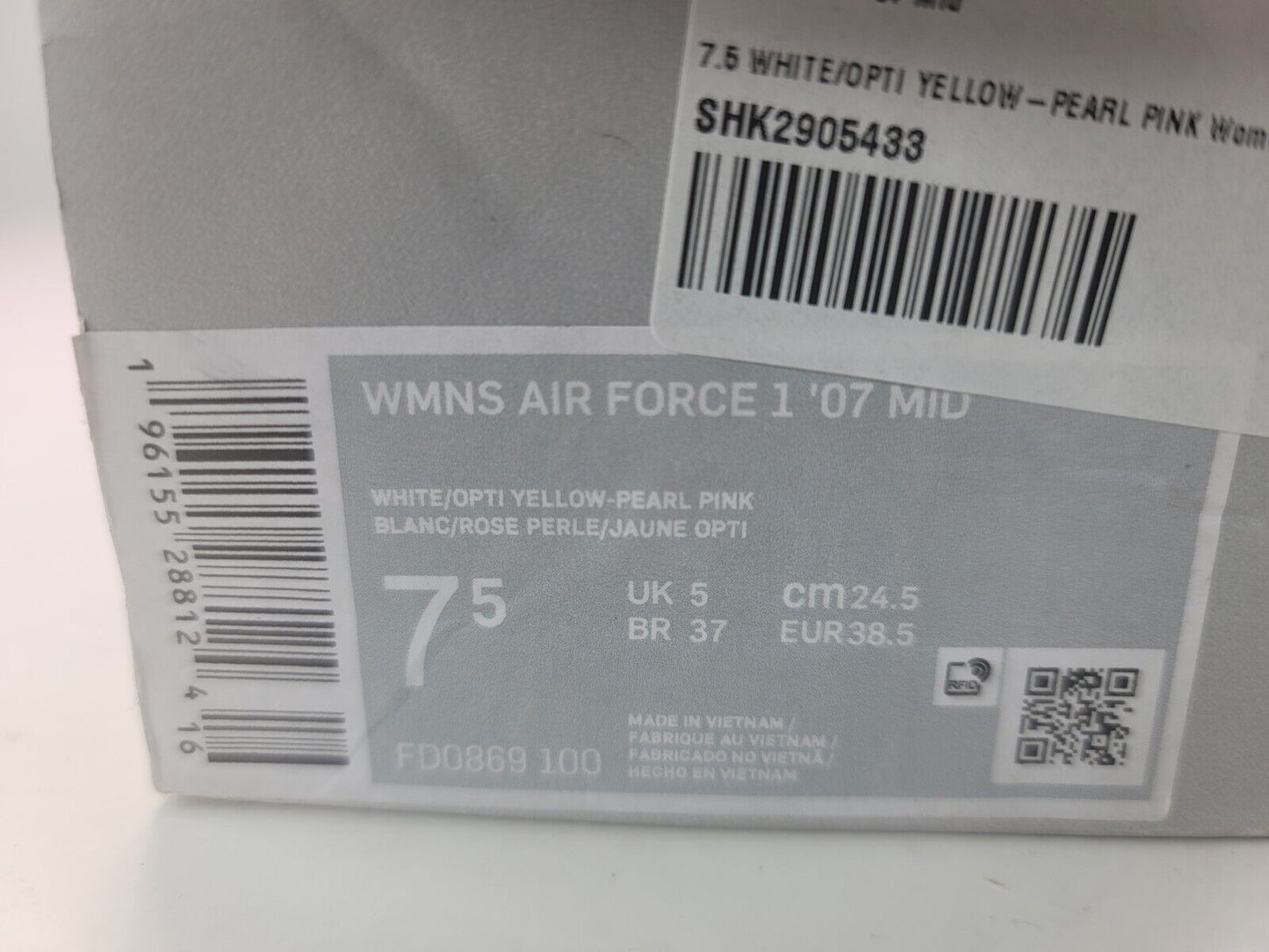 Brand New Nike Air Force 1 '07 Mid 'Feel Love' Woman Shoes FD0869-100 Size 7.5