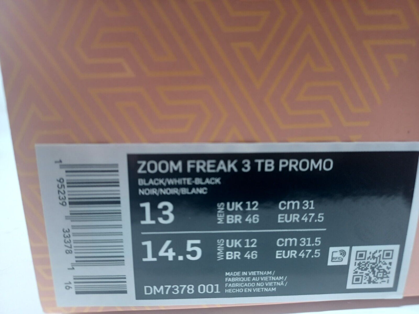 Brand New Nike Zoom Freak 3 Basketball Shoe Black-White  Unisex Shoes DM7378001