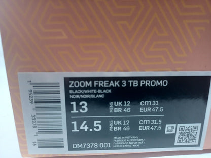 Brand New Nike Zoom Freak 3 Basketball Shoe Black-White  Unisex Shoes DM7378001