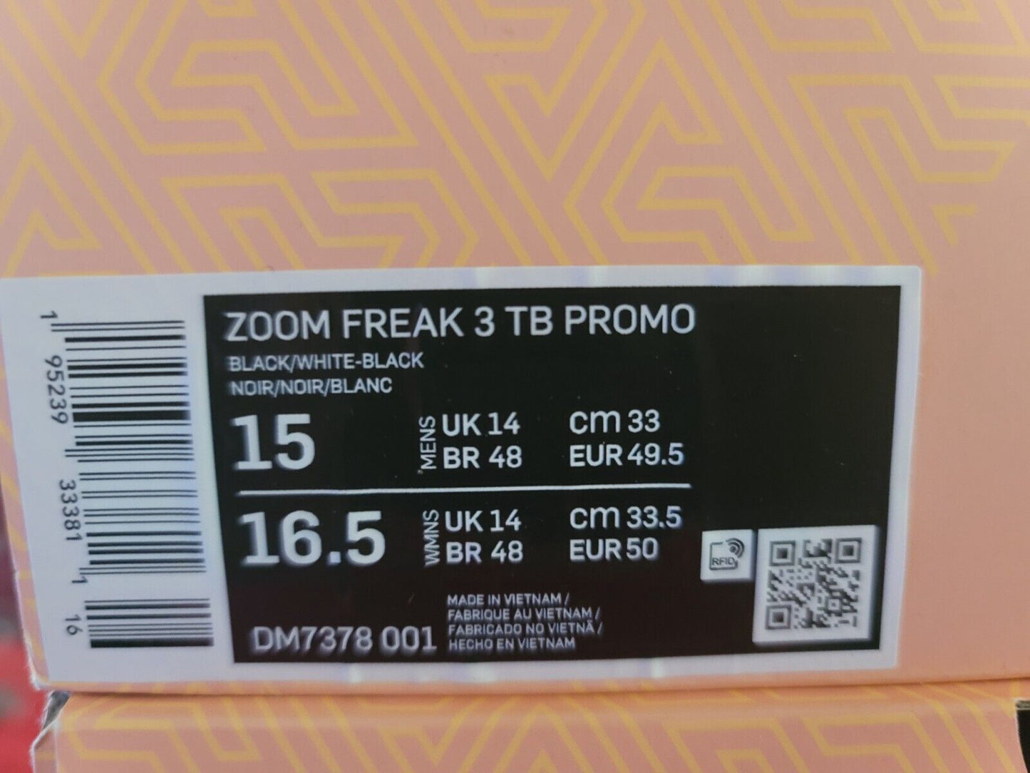 Brand New Nike Zoom Freak 3 Basketball Shoe Black-White  Unisex Shoes DM7378001