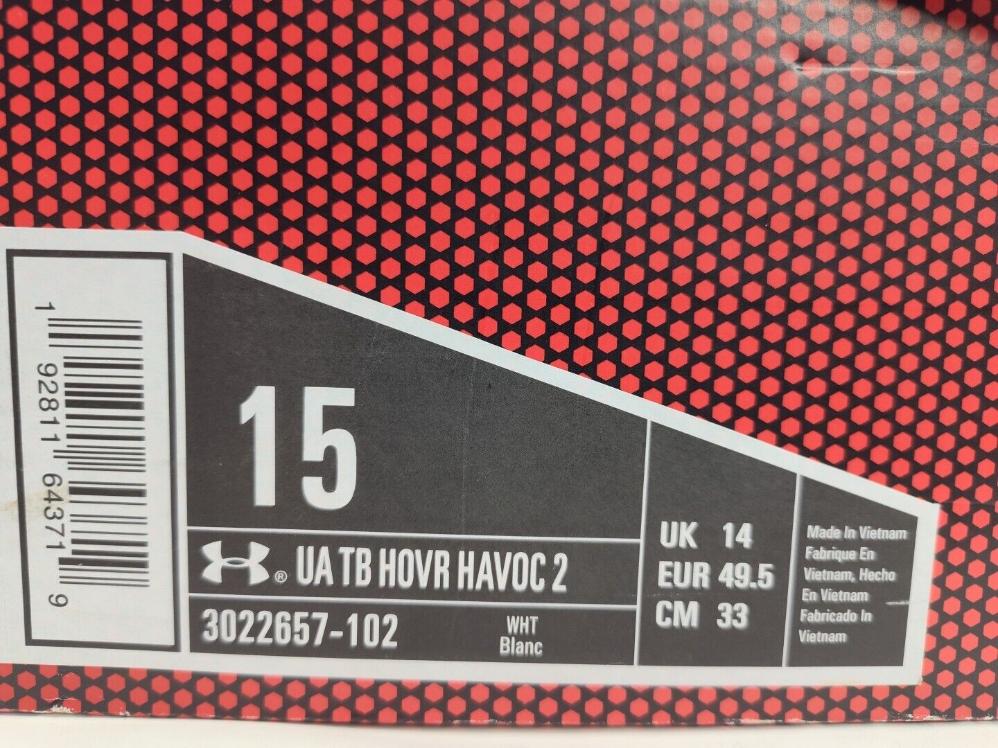 Brand New Under Armour Men's HOVR Havoc 2 Basketball Shoes 3022657-102 Sz 15