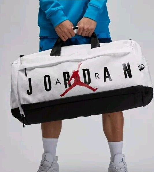 New Jordan Bag Large White Duffel Duffle Nike Air Velocity Gym Travel LM0168-001